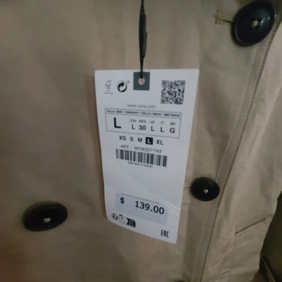 Zara Light Beige Belted Trench Coat - Picture 9 of 12